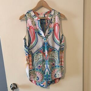 Vibrant Paisley Sleeveless Blouse